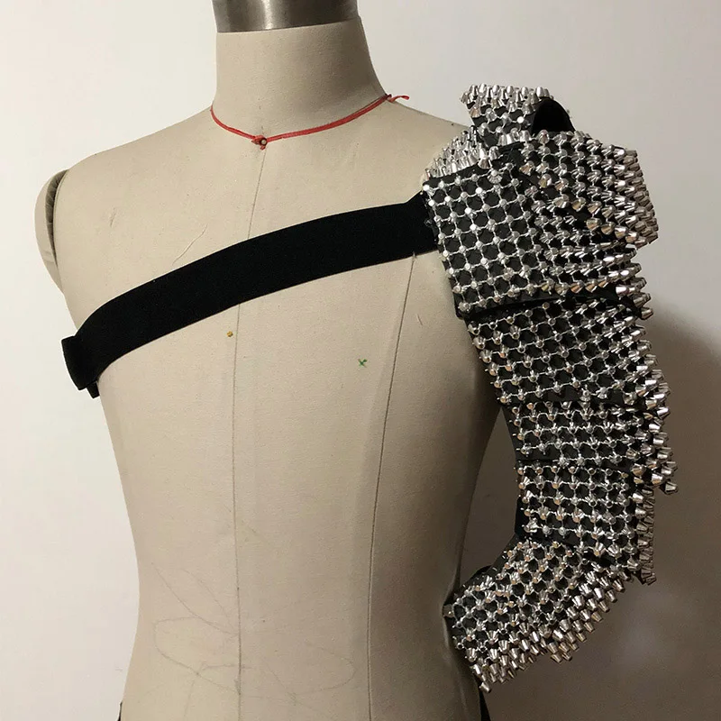 One Sleeve Карнавальный наряд мужские римские Рыцари Косплей Костюм ГОГО танцор вечерние сценическое зеркало ручной работы костюм ночной клуб VDB742 - Цвет: One Sleeve