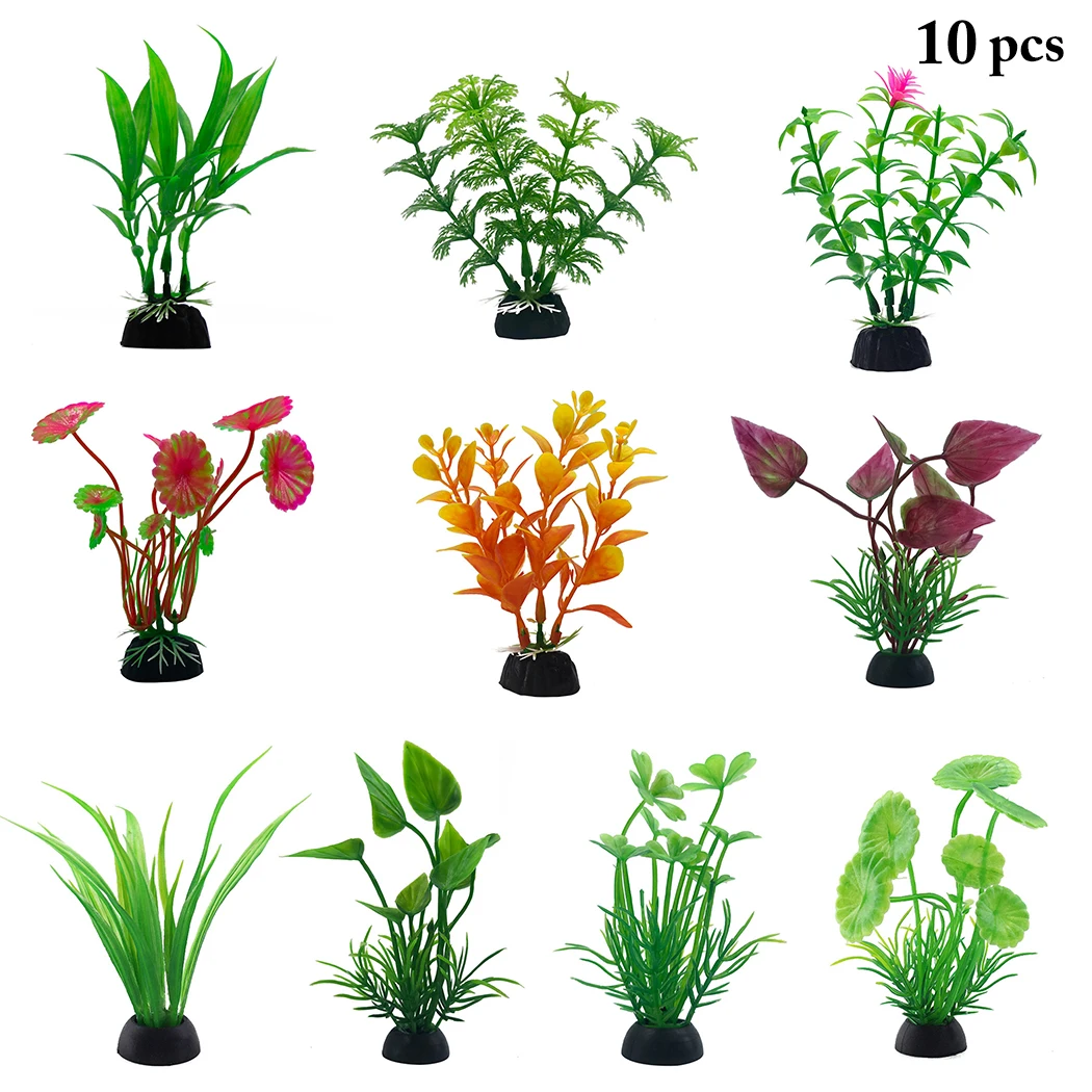 

10PCS Artificial Fish Tank Plant Lifelike Fake Aquatic Plant Aquarium Plant Decoration Supplies Faux Aquatic Plants Decor Series