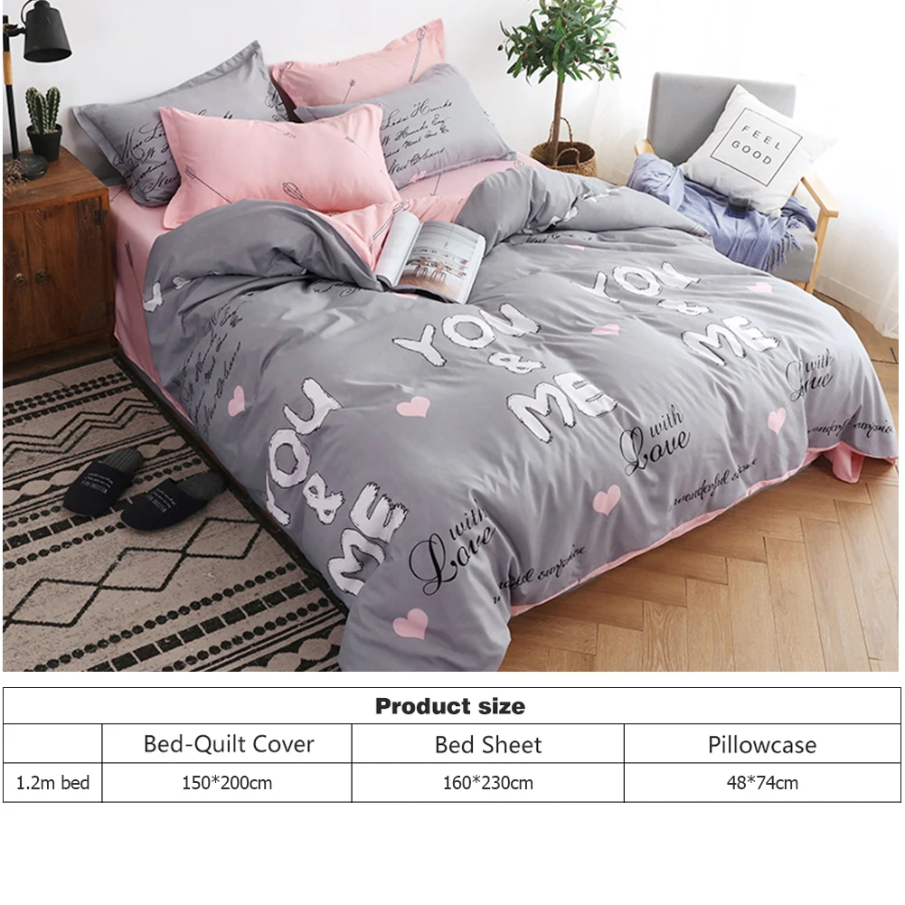 

Comfortavble 1.2m Simple Bedding Set Quilt Duvet Cover Sheet Pillowcase Bedclothes for Household Bedroom Decoration