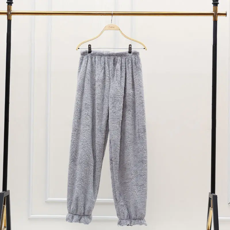 New Sleep Bottoms Women Winter Full Length Pajama Pants Coral Velvet Casual Soft Warm Daily Homewear Plus Velvet Loose Soft