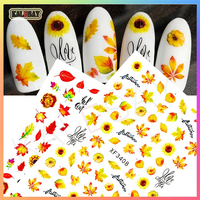

Осенние кленовые листья для ногтей, наклейки для маникюра, популярный дизайн, декор для ногтей, наклейки на заднюю стенку, не водные