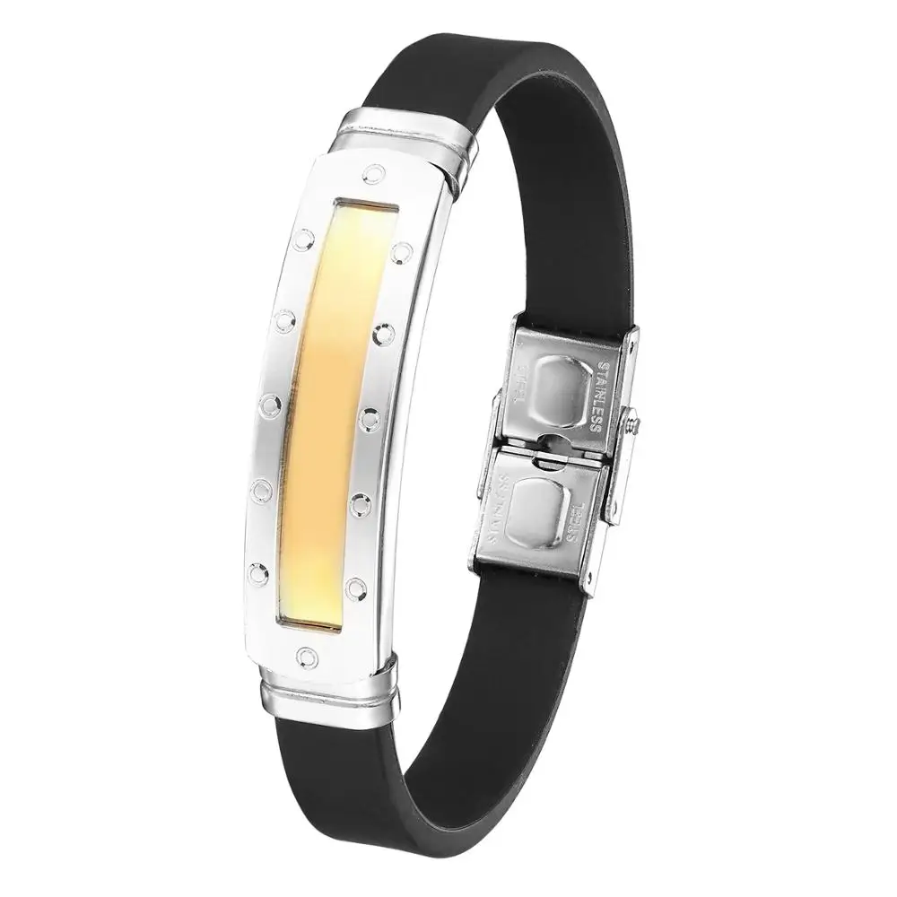 Новинка 2020 Модный черный браслет в стиле панк резиновый силиконовый мужской из