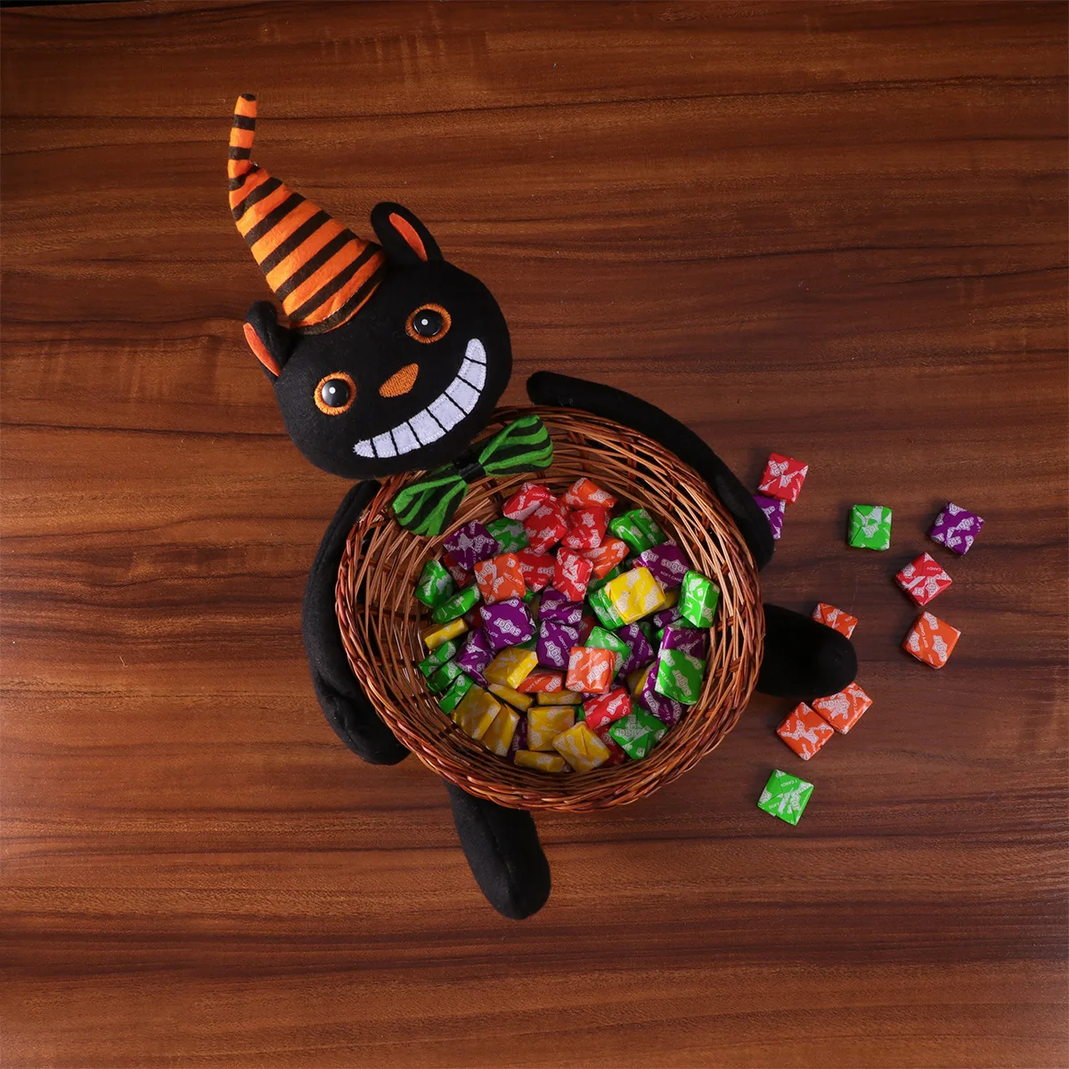 2020 корзина для хранения на Хэллоуин Бамбуковая Милая Черная кошка с шляпой