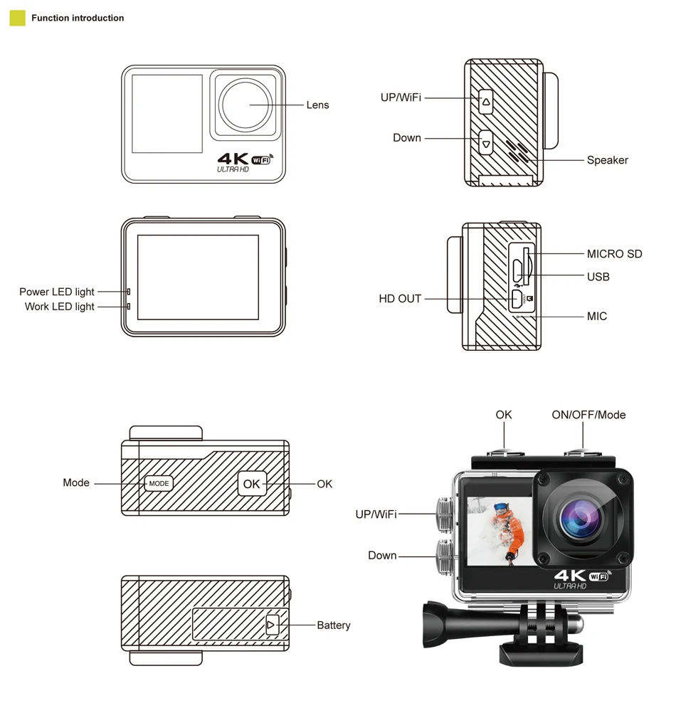 action camera brands H11 Action Camera 4K 60FPS 20MP 2.0 Touch LCD EIS Dual Screen WiFi Waterproof Remote Control 4X Zoom Helmet Sports Came action camera as webcam