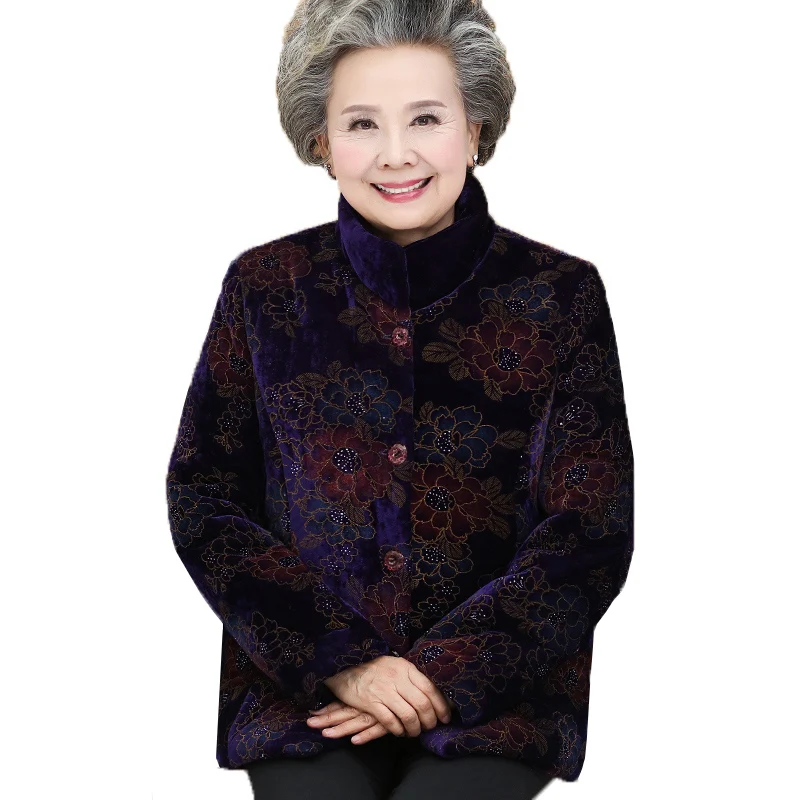 Зимняя куртка для пожилых женщин пальто размера плюс 5XL бархатные теплые парки
