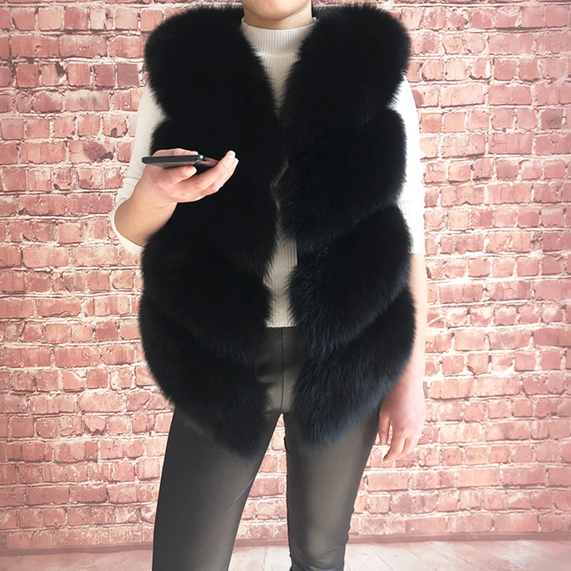 Натуральный Лисий мех 100% Теплый красивый жилет натуральный длина 88 см Бесплатная