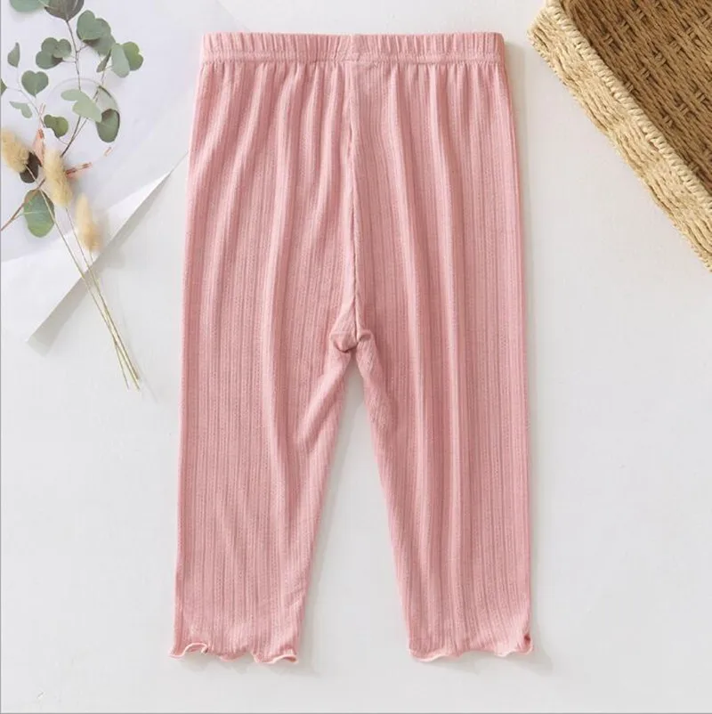 

Children's Cropped Pants 2021 Modal Jacquard Summer Thin Cool and Breathable Korean Pants Girls' Leggings
