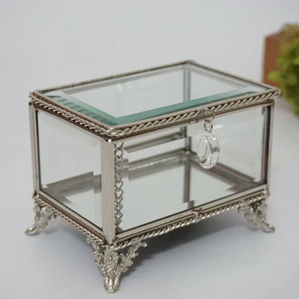 

European style modern personality retro simple display glass ultra-exquisite electroplating lace jewelry edging glass boxLB91533