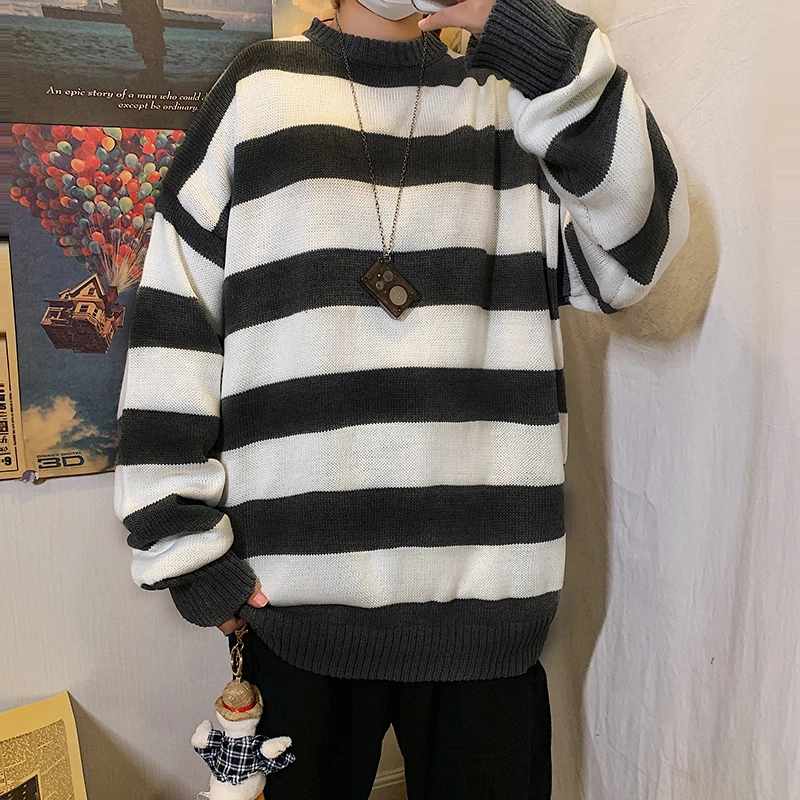 Autunno nuovi maglioni a righe maglione strappato Casual abbigliamento uomo maglia uomo donna maglione oversize maglione manica lunga Harajuku