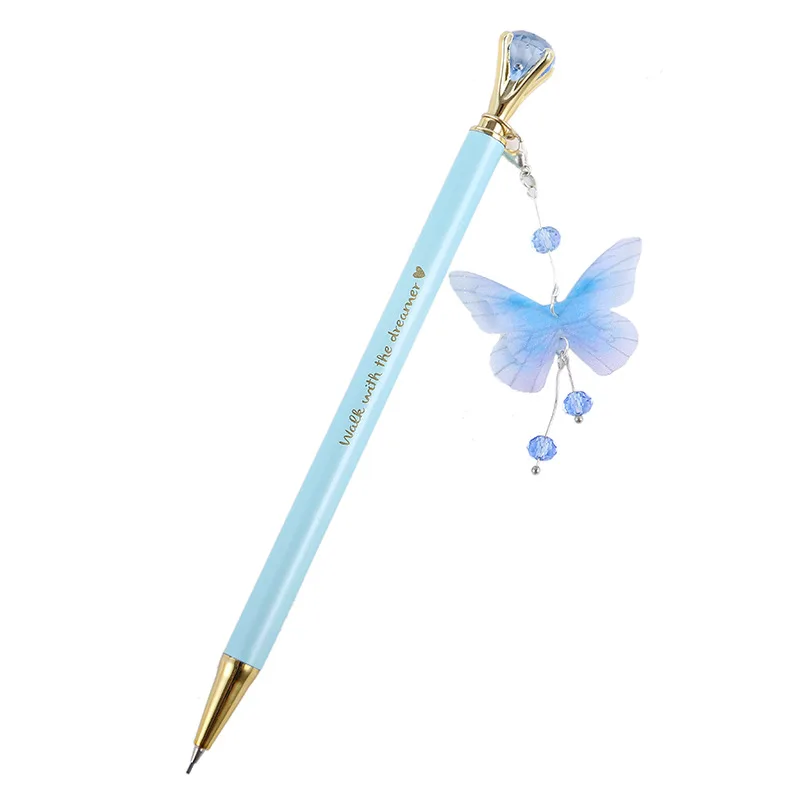 

1Pcs Creative 0.7mm Butterfly Pendant Metal Mechanical Pencil Automatic Pencils Student School Office Stationery for Girl Gifts