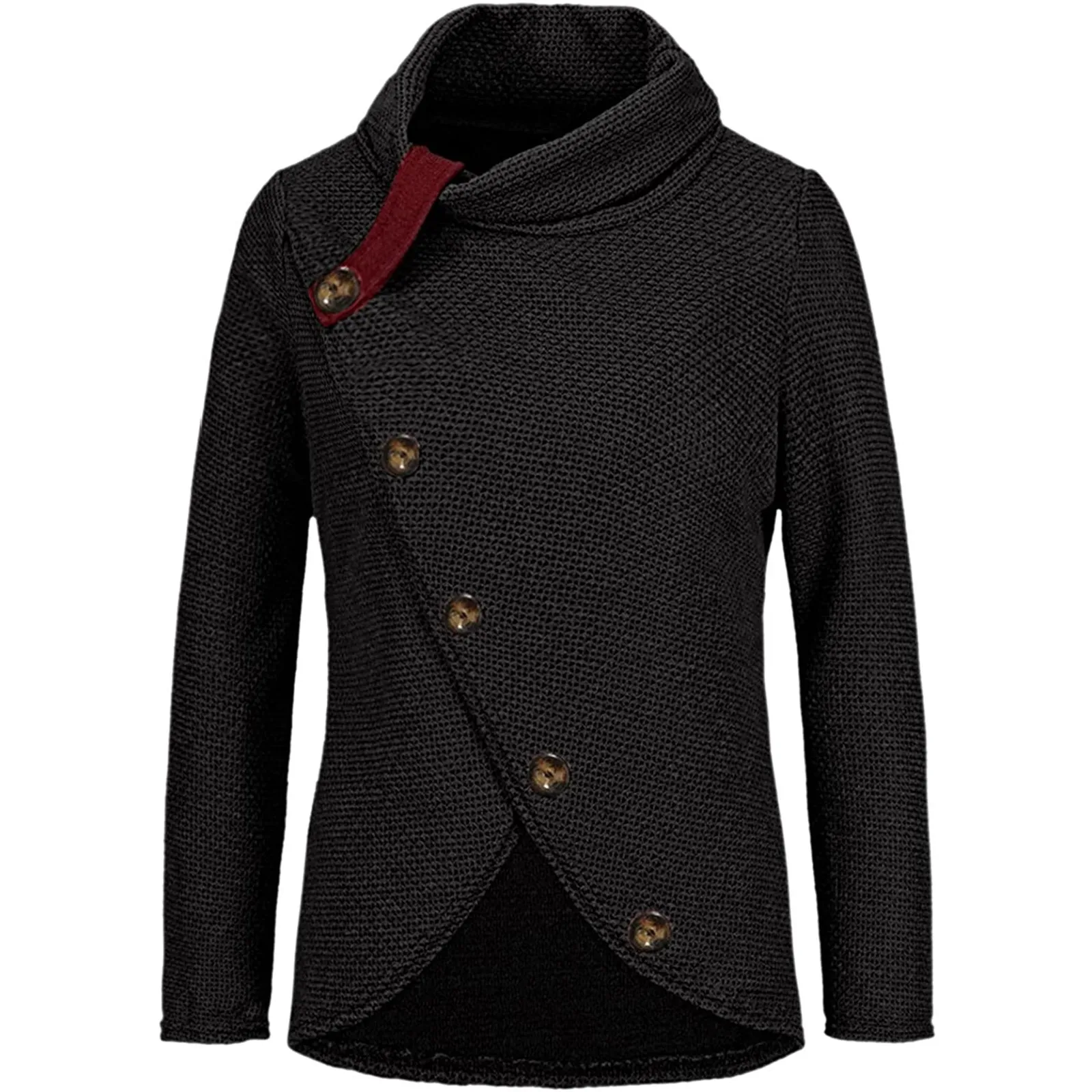 Женская трикотажная туника с длинным рукавом воротником-хомутом | одежда