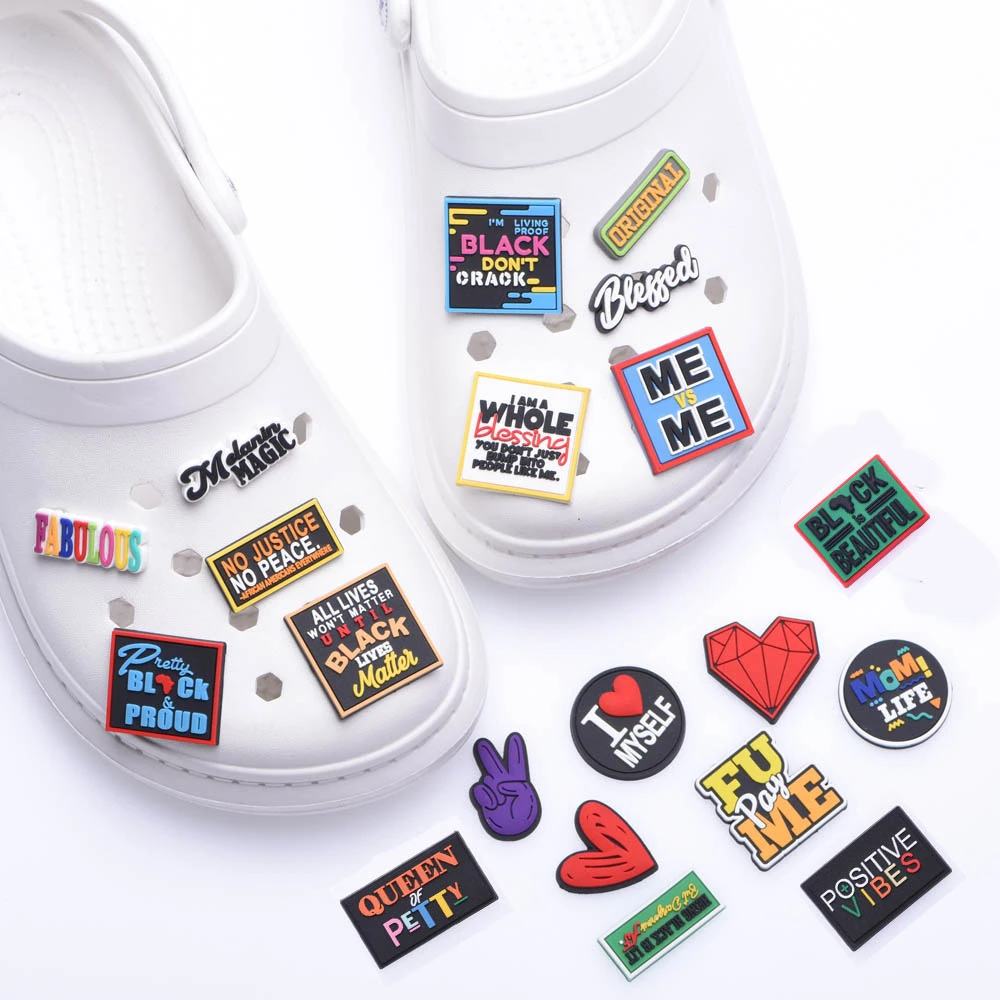 1 pcs Black Girl Magic Croc Charms BLM PVC Shoe Accessories for Clog Sandals Girls Buckle Decorations Kids Party Gifts