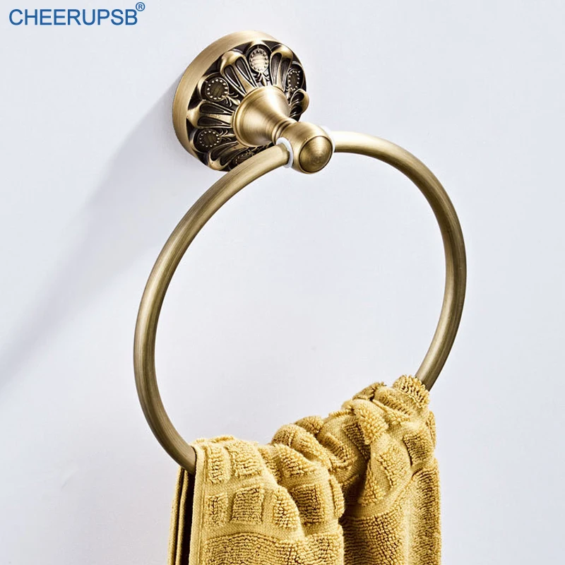Круглая бронзовая Вешалка кольцо для банных полотенец в стиле ретро настенная