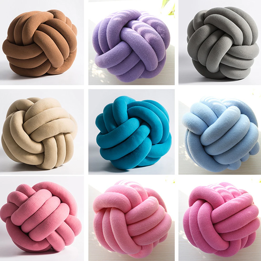

Personalized Handmade Knotted Ball Pillow hugs for Baby Cotton Office Car pillow or Home Decoration Lumbar Cushion Cover 25-30cm