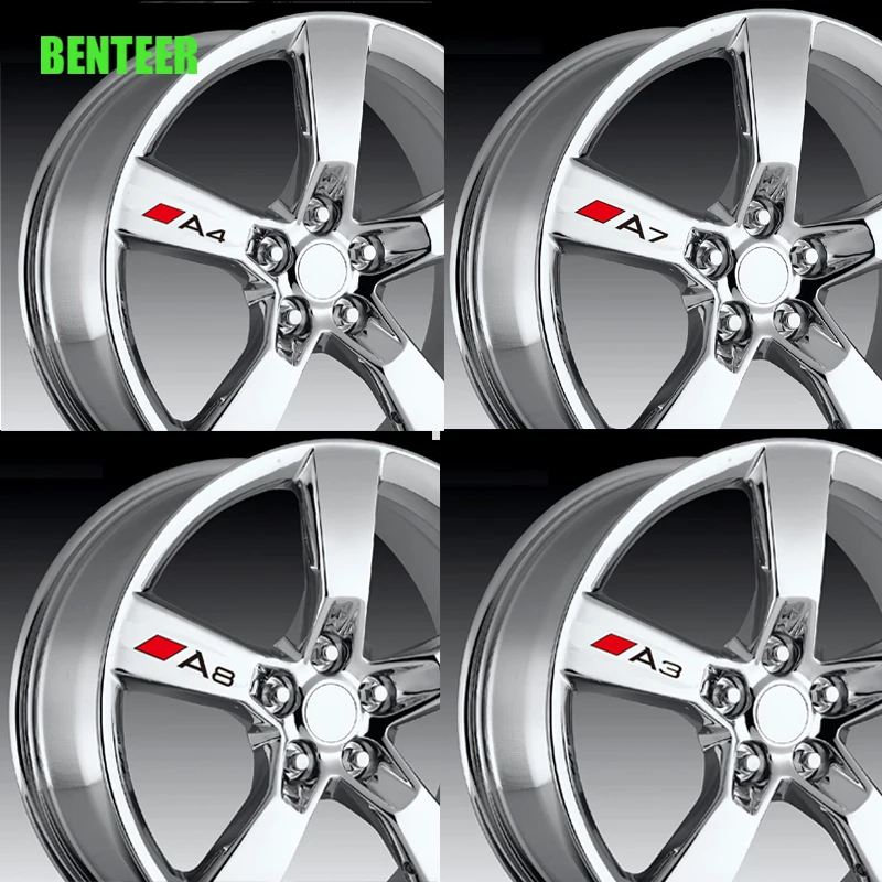 4 шт. автомобильные наклейки для обода A1 A3 A4 A5 A6 A7 A8 Q3 Q5 Q7 TT SQ3 SQ5 SQ7 S1 S2 S3 S4 S6 S8 B8