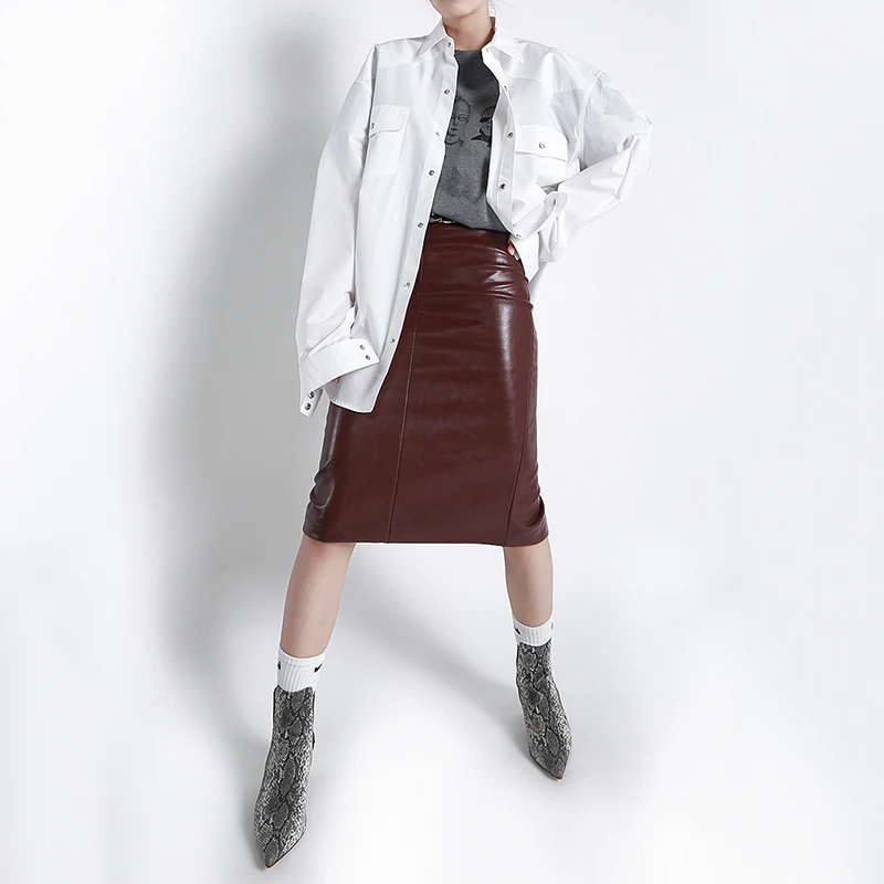 

[EAM] Women Big Size Button Purple Long Blouse New Lapel Long Sleeve Loose Shirt Fashion Tide Spring Autumn 2021 1DD3974