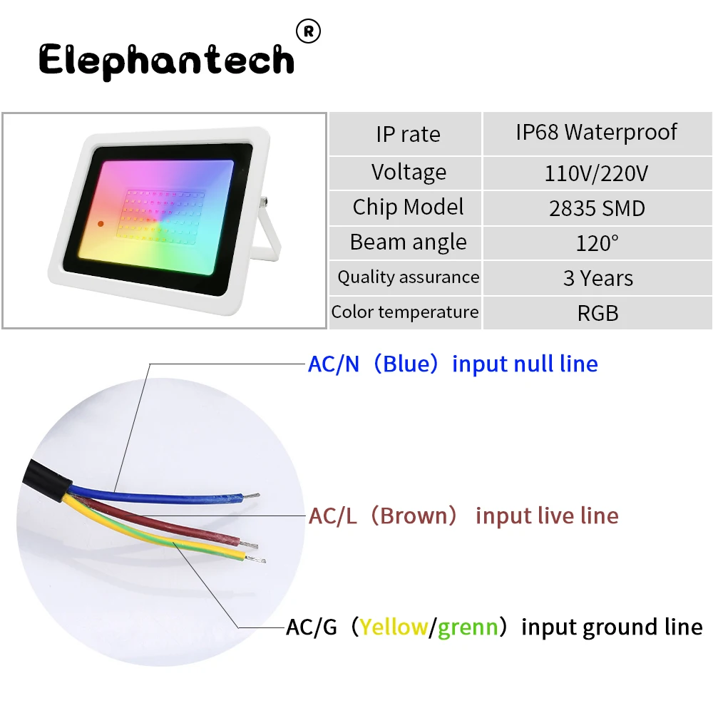 Светодиодный RGB прожектор водонепроницаемый точесветильник светильник льник
