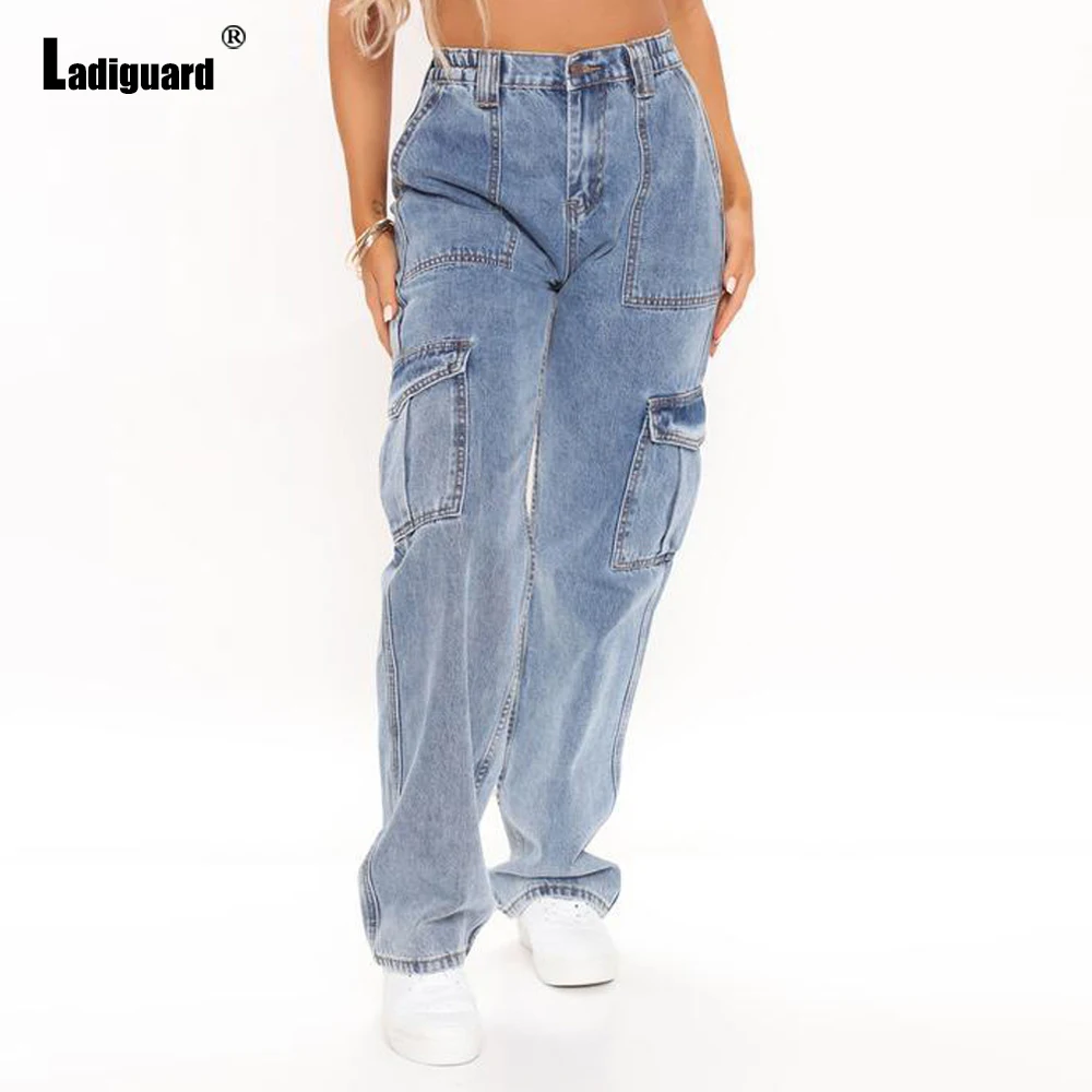 Women's High Cut Jeans Stand Pocket Denim Pants Boyfriend Staight Leg Trouser Loose Vintage Jean Demin Pants Vaqueros Mujer 2022