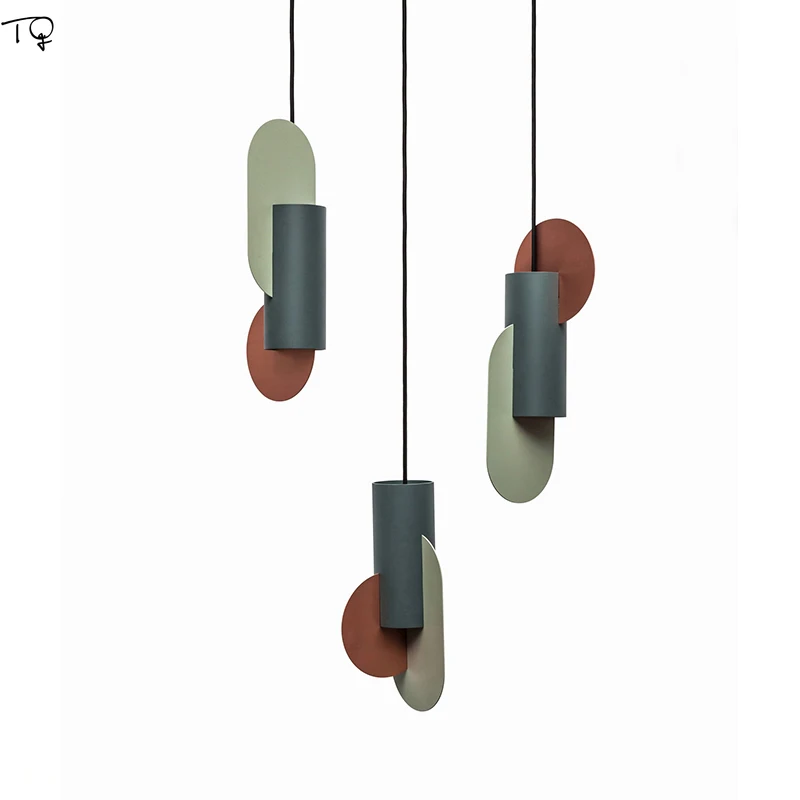 Nordic Simple Creative Geometric Drawing Led Pendant Lights Coloured Danish Design Restaurant Bedroom Model Room Art Decor Home
