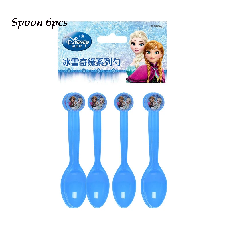 Spoon 6pcs Дисней Холодное сердце принцесса Снежная королева тематическая вечеринка на день рождения украшения Детские вечерние принадлежности для девочек Декор Детский день рождения набор посуды - Color: Spoon 6pcs