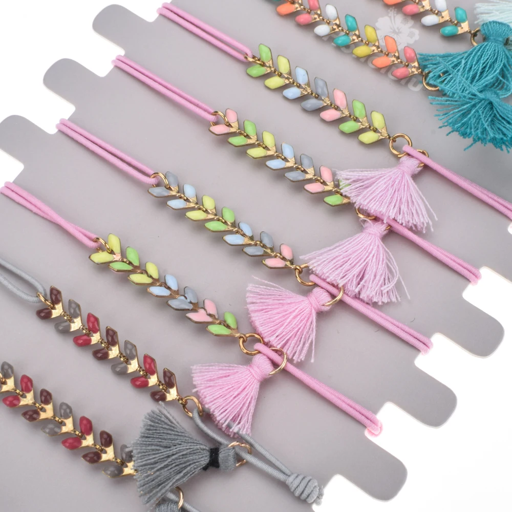 Набор женских небольших браслетов с кисточками 12 шт./лот браслеты ручной работы