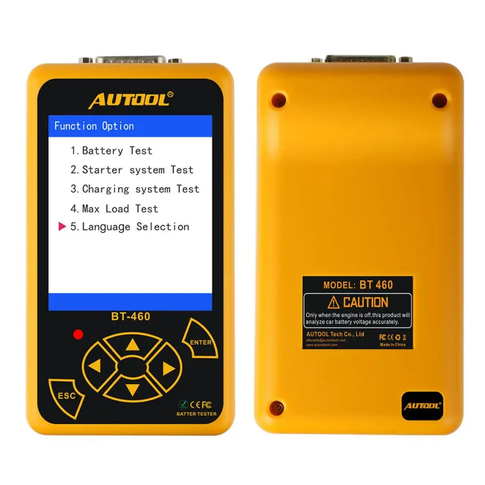 

AUTOOL BT460 тестер автомобильного аккумулятора 12 В 24 В многофункциональная система зарядки аккумулятора Тестер анализатора с 4-дюймовым цветны...