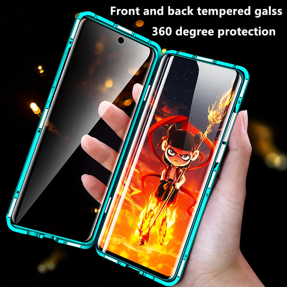 magnetic adsorption case for huawei p smart 2020 2021 360 full body protection double sided tempered glass cover free global shipping