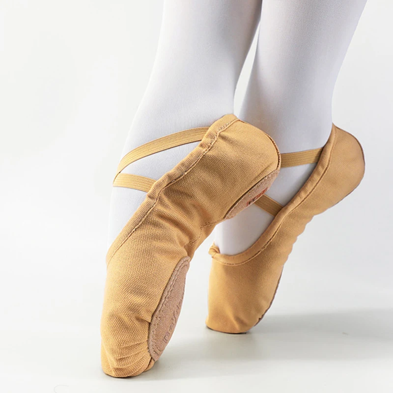Летние мягкие балетки для девочек эластичная танцевальная обувь цвет БЕЖЕВЫЙ