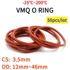 50 шт. уплотнительное кольцо VMQ уплотнительная прокладка толщина CS 3,5 мм OD 12  46 мм силиконовая резина Изолированная Водонепроницаемая шайба круглой формы Nontoxi красный