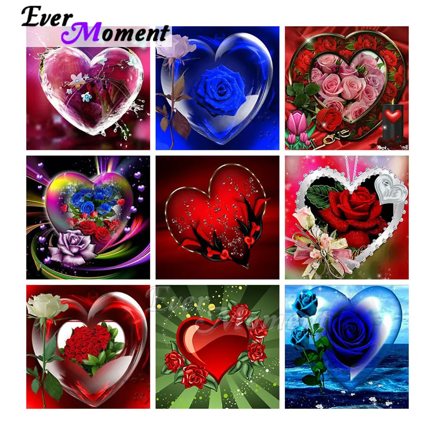 

Ever Moment Diamond Painting Cartoon Colorful Floral Heart Full Square Resin Drill Wall Art Decoration Paint By Diamond S2F2746