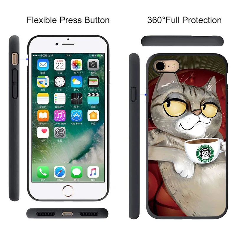 Забавный чехол для телефона с кошкой iPhone XR 11 Pro XS Max X 5 5S 7 8 6 S Plus 7Plus мультяшная - Фото №1