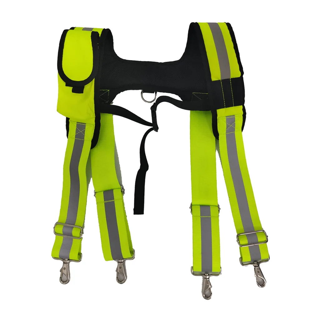 

Men Work Suspensorio Heavy Duty Brace Suspender Hang Tool Bag Less Weight Fluorescent Green Suspenders Men Reflective Strip