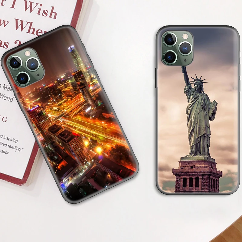 

New York City Cases for Apple iPhone 12 Mini 11 Pro MAX X XS XR 7 8 6 6S Plus 5 5S SE 2020 Black Silicone Phone Cover