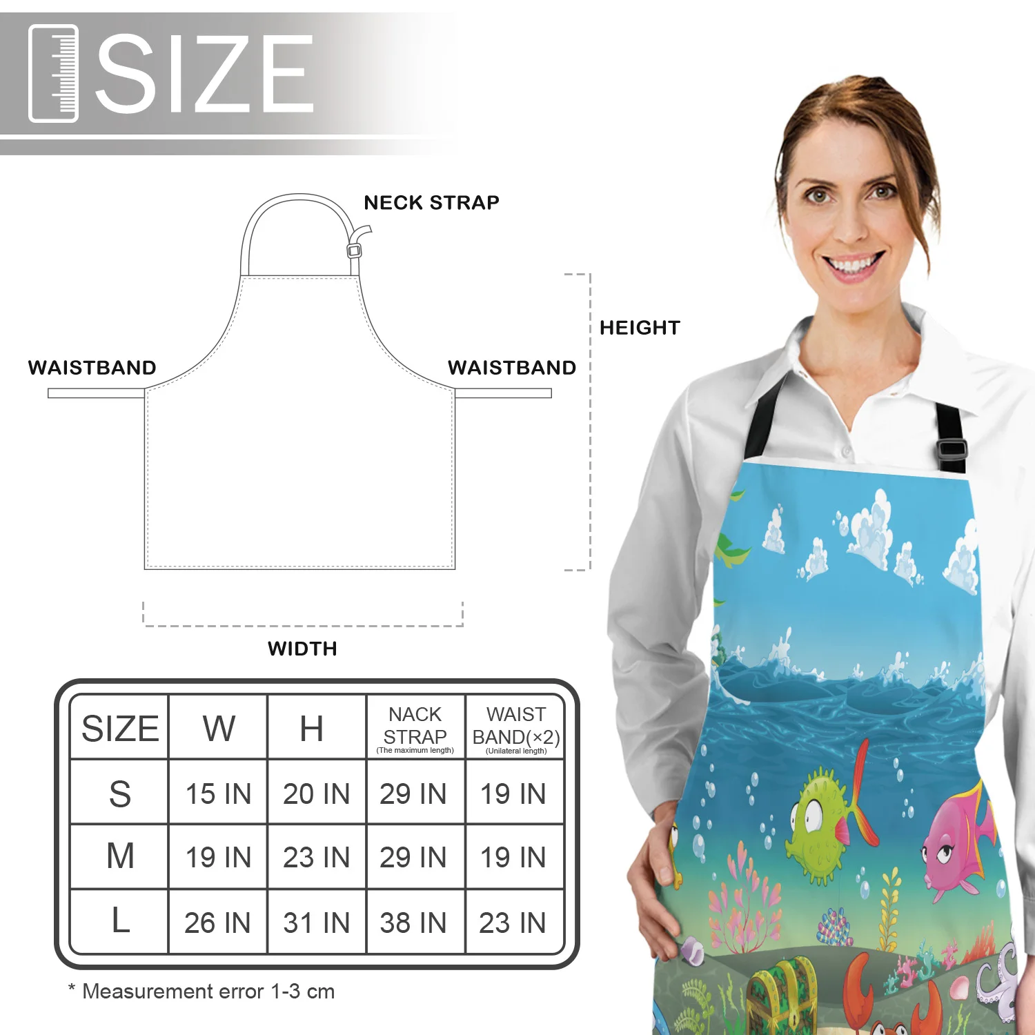 Tophome Кухонный Фартук мультяшный подводный мир океан Краб регулируемые фартуки из