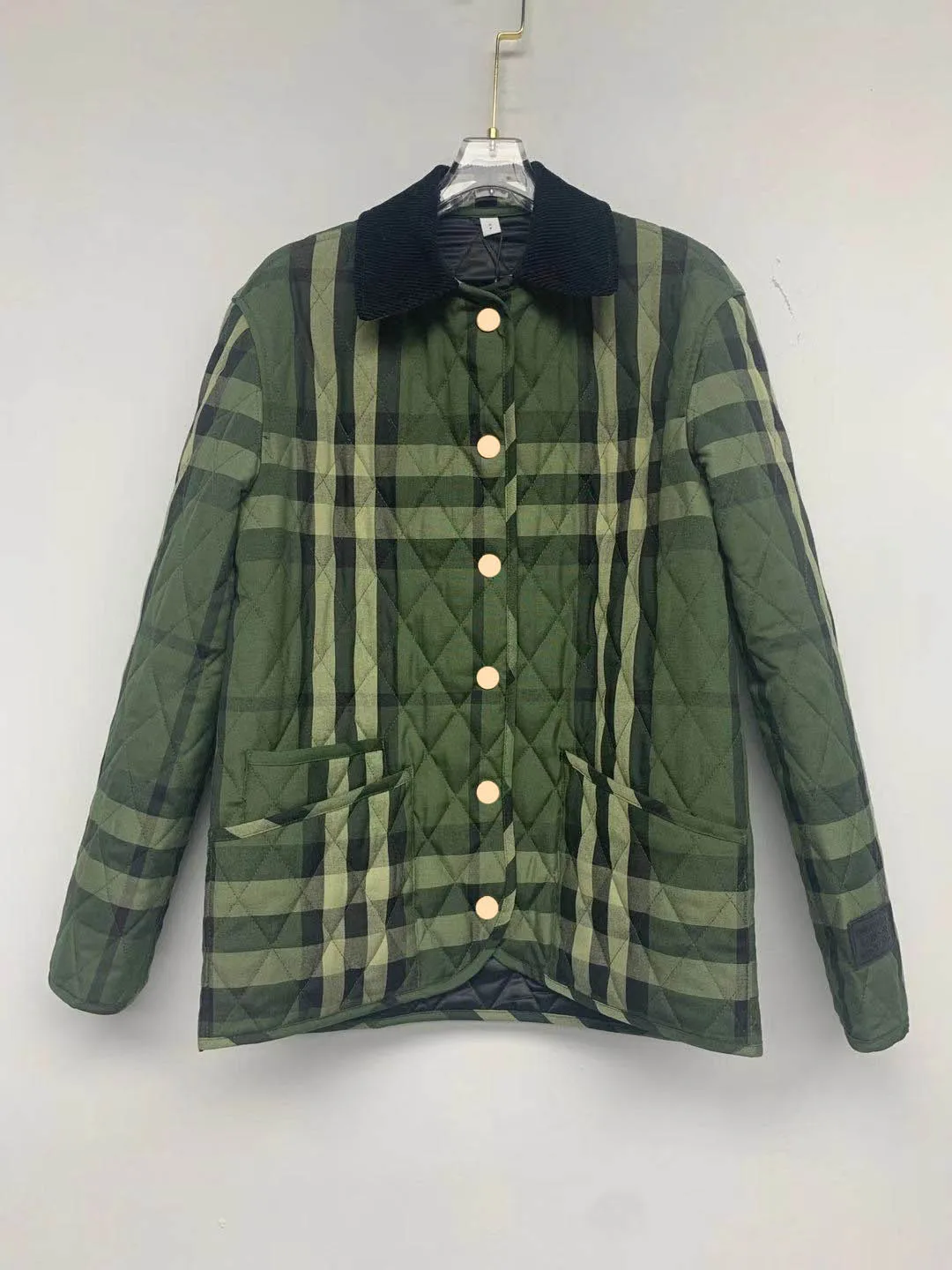 

Высококачественное зеленое Стеганое пальто для женщин, однобортное Свободное пальто, высококачественное черное вельветовое Стеганое паль...