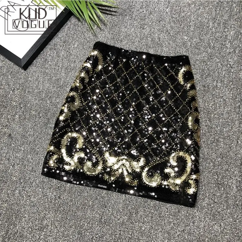 Мини-юбка с блестками высокая талия юбка-карандаш Женская винтажная клетчатая