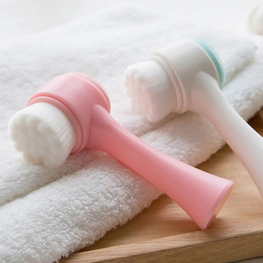 Двусторонняя силиконовая щетка для мойки лица мягкое волокно инструмент ухода