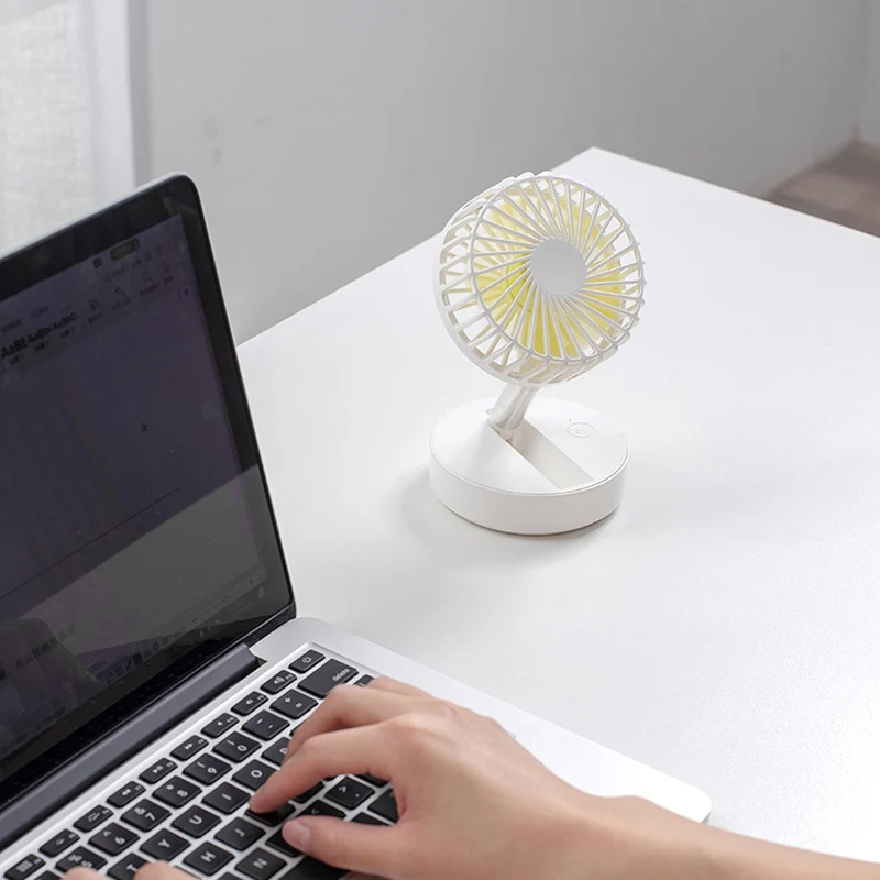 

2021 Portable Folding Fan USB Charging Silent Emergency Mobile Power Table Rotary Fan Emergency Mobile Power 2000mAh