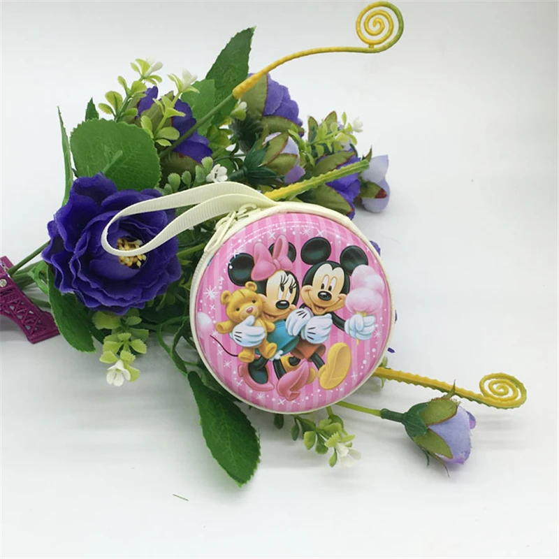 Disney cartoon Cute children tinplate coin purse lady mini headphones key charger cosmetic bag girl gift round wallet | Игрушки и хобби