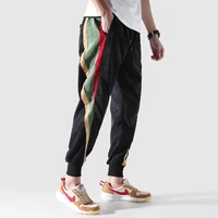 japanese large size elastic rainbow strip stitching corduroy casual pants springautumn mens fashion baggy pants joggers men