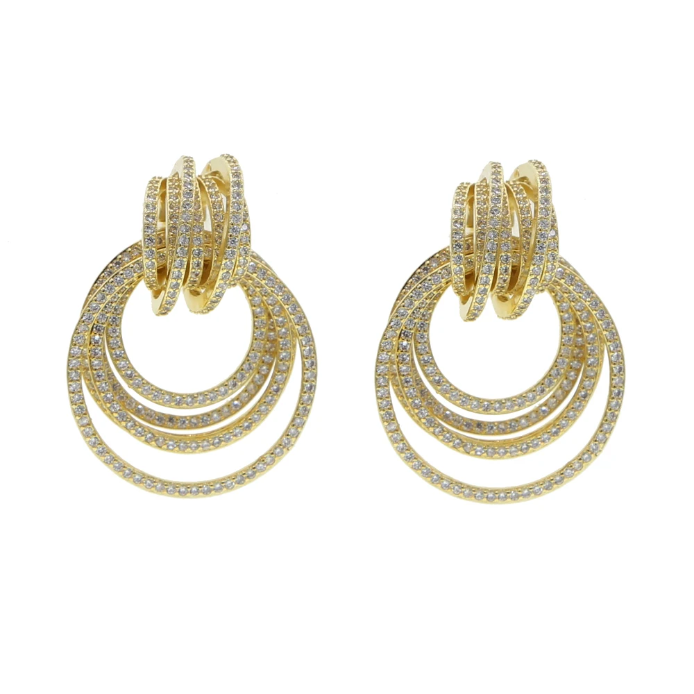 Серьги-гвоздики женские круглые с фианитами ювелирные украшения для ушей