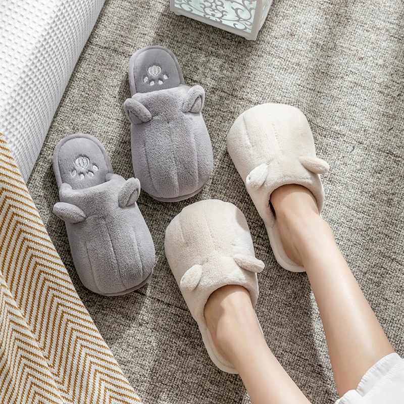 

Shoes 2020 Women Home Slippers Indoor Winter Warm Cotton Slippers Female Cartoon Indoor Home Cute Cat Slippers Size45