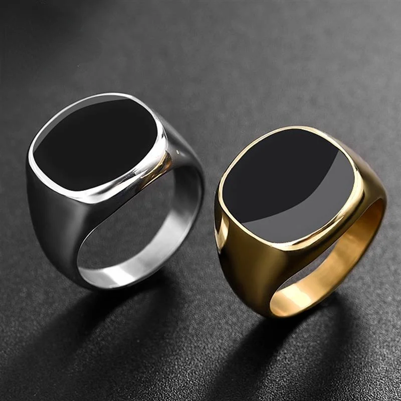 

Men's Ring Punk Rock Smooth 316L Stainless Steel Signet Ring for Men Hip Hop Party Jewelry Wholesale Male Wedding