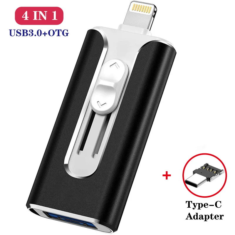 4 в 1 металлический USB-флеш-накопитель 128 ГБ OTG-накопитель 32 64 USB 3 0 флэш-диск для iPhone