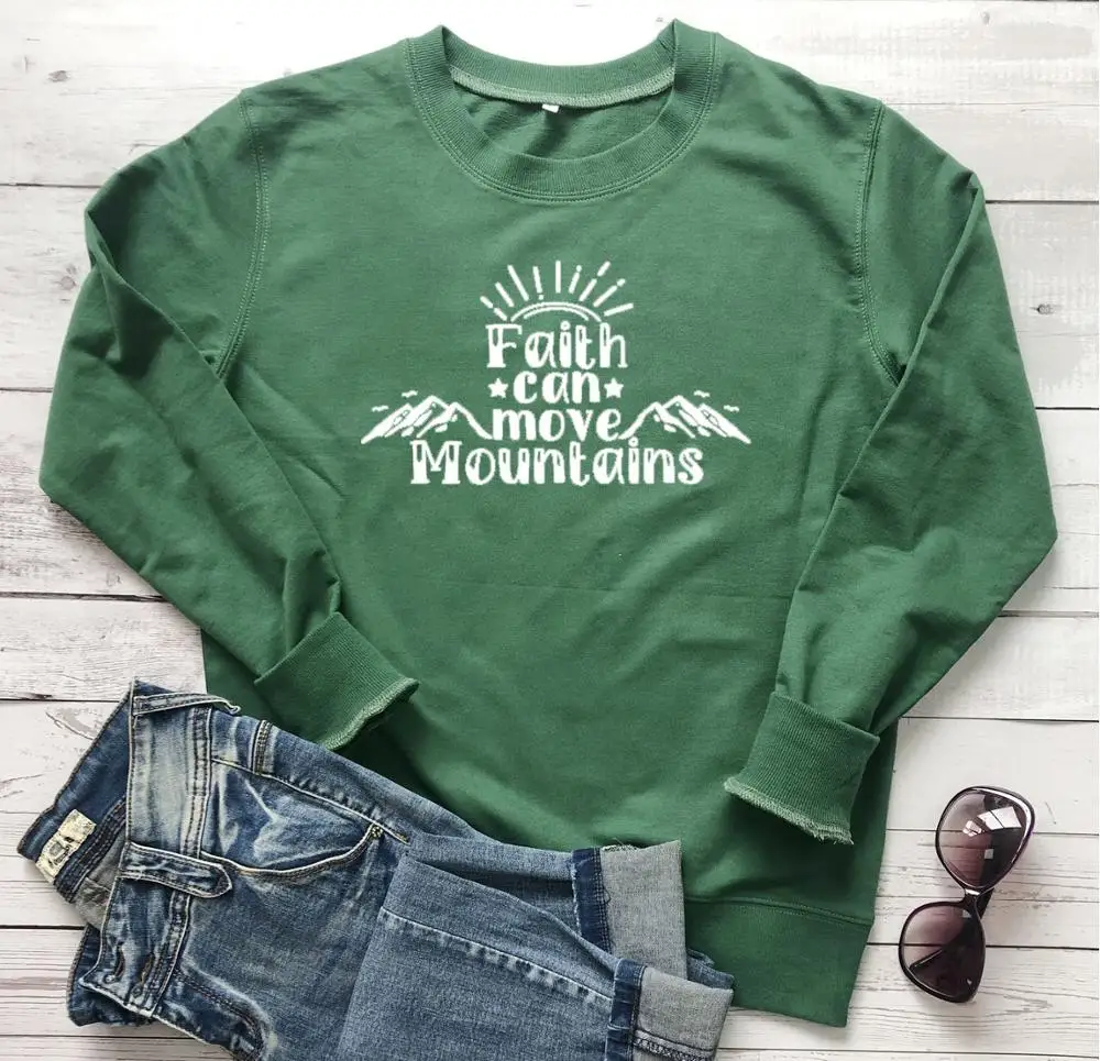 

Faith can move mountains sweatshirt women fashion cotton casual Christian Bible baptism slogan quote pullovers tumblr party tops