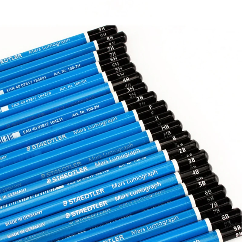 Художественные карандаши для рисования Staedtler Mars Lumograph 12 шт. в упаковке Графитовые