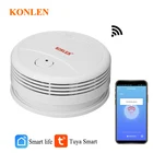 Детектор дыма Tuya с Wi-Fi, датчик обнаружения огня и курения, с приложением Smart Life, для пожарных, охраны дома