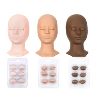 lashes training mannequin head for eyelashes extension kit silicone practice head with removable eyelids eyebrow makeup tools
