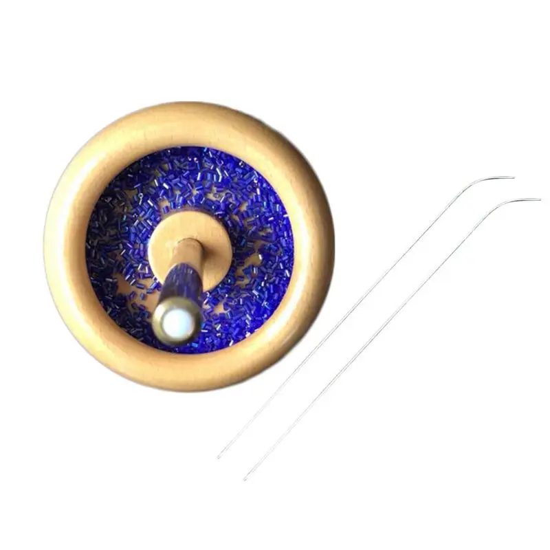 

Wooden Bead Spinner Loader Bowl String Seed Beads Chain Tool Jewelry Making Device with 2 Needles