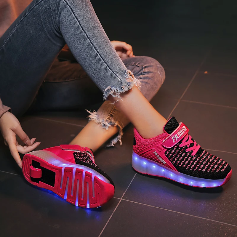 Luminous Sneakers with Backlight Rechargeable Glowing for Boys Rollers Women Soles Girls | Детская одежда и обувь